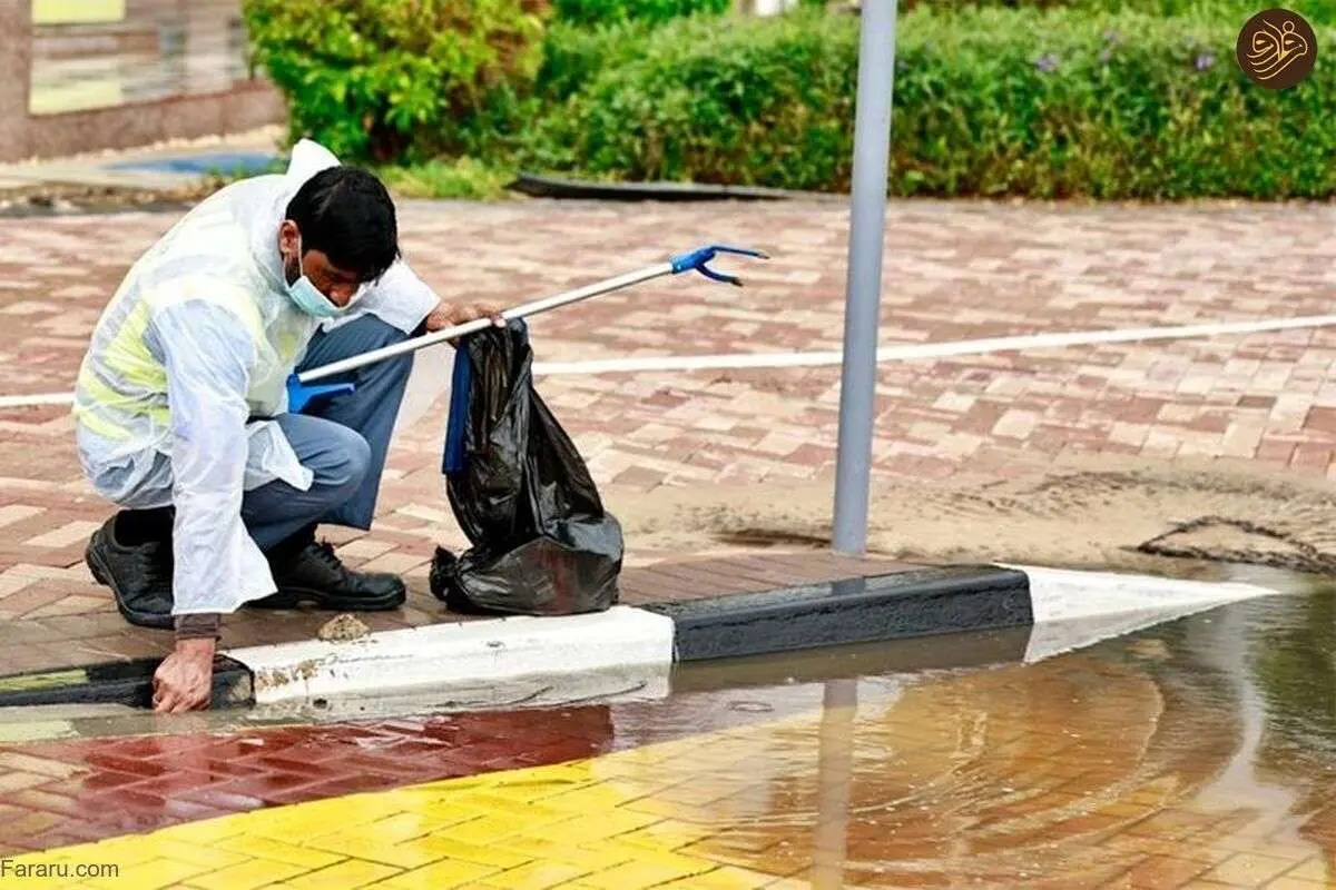 (تصاویر) آبگرفتگی خیابانهای دبی امارات