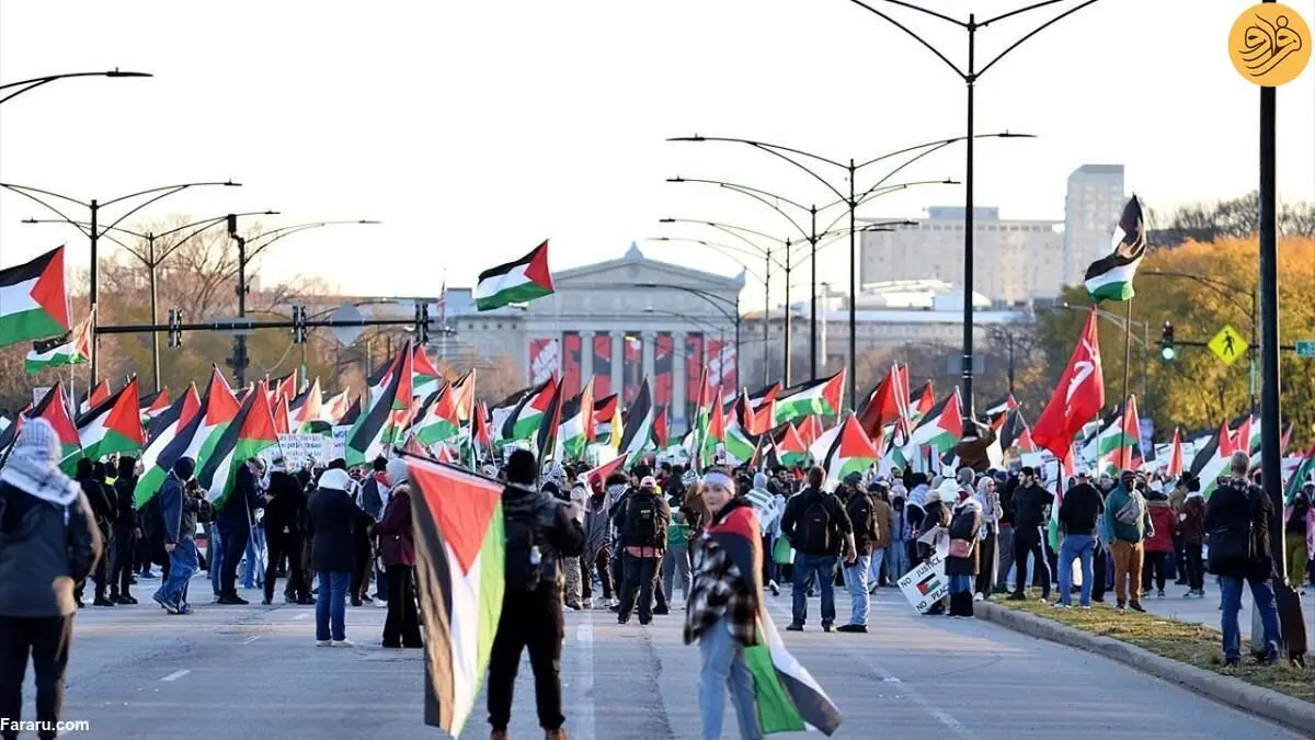 (تصاویر) تظاهرات حمایت از فلسطین در شیکاگو