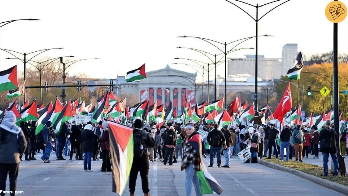 (تصاویر) تظاهرات حمایت از فلسطین در شیکاگو