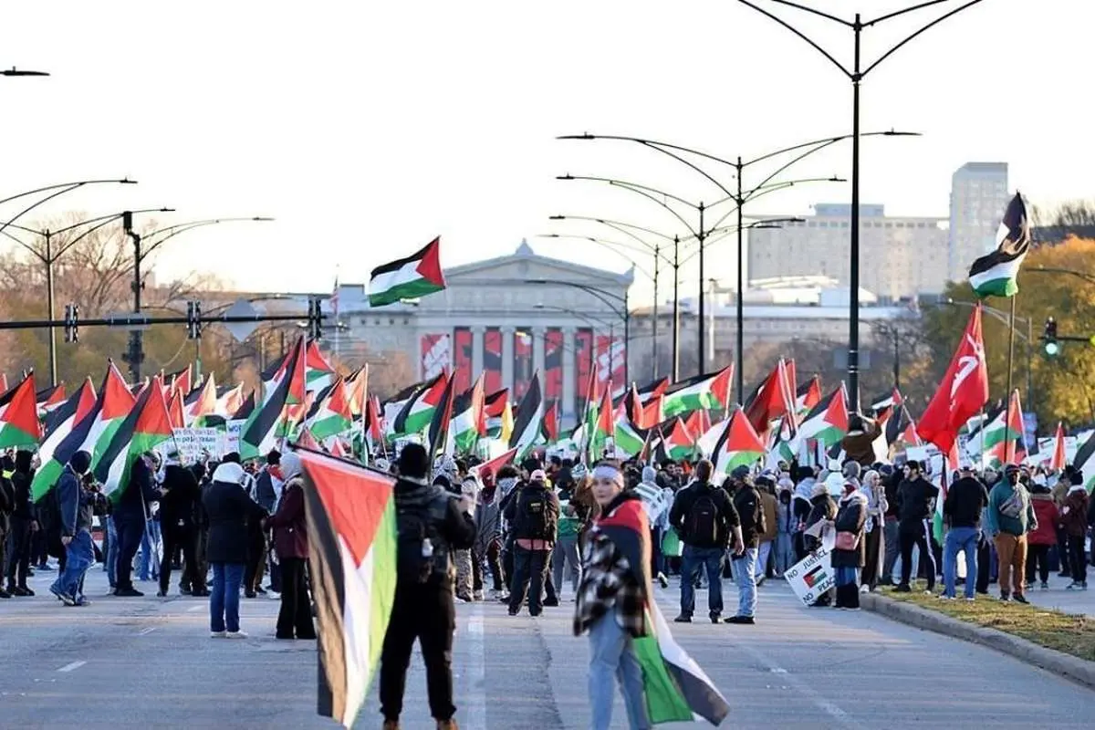 (تصاویر) تظاهرات حمایت از فلسطین در شیکاگو