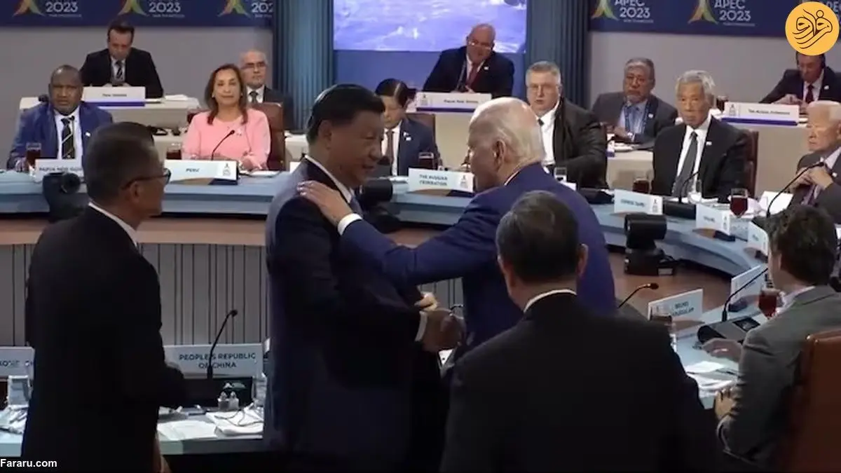 (ویدئو) خوش و بش ناگهانی بایدن با رئیس جمهور چین در پایان نشست اپک