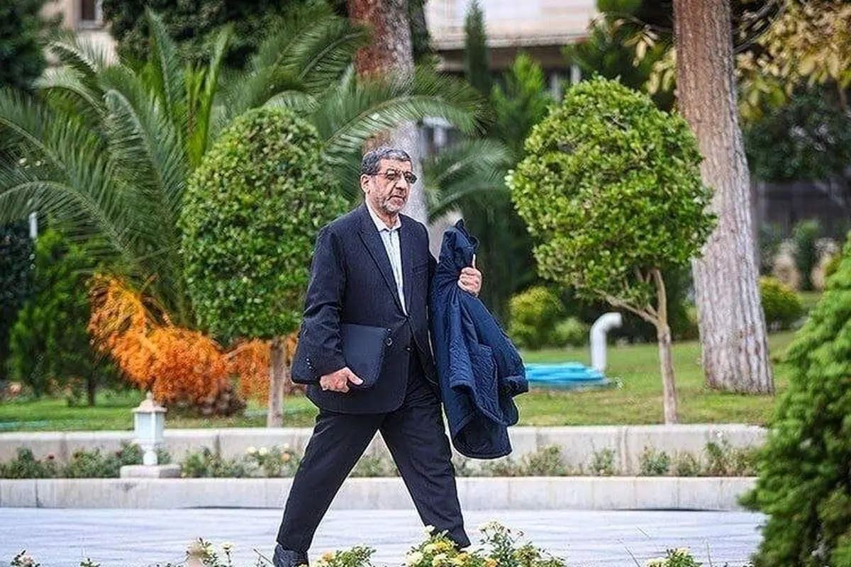 ژستهای خاص ضرغامی در حیاط دولت مقابل دوربین عکاسان