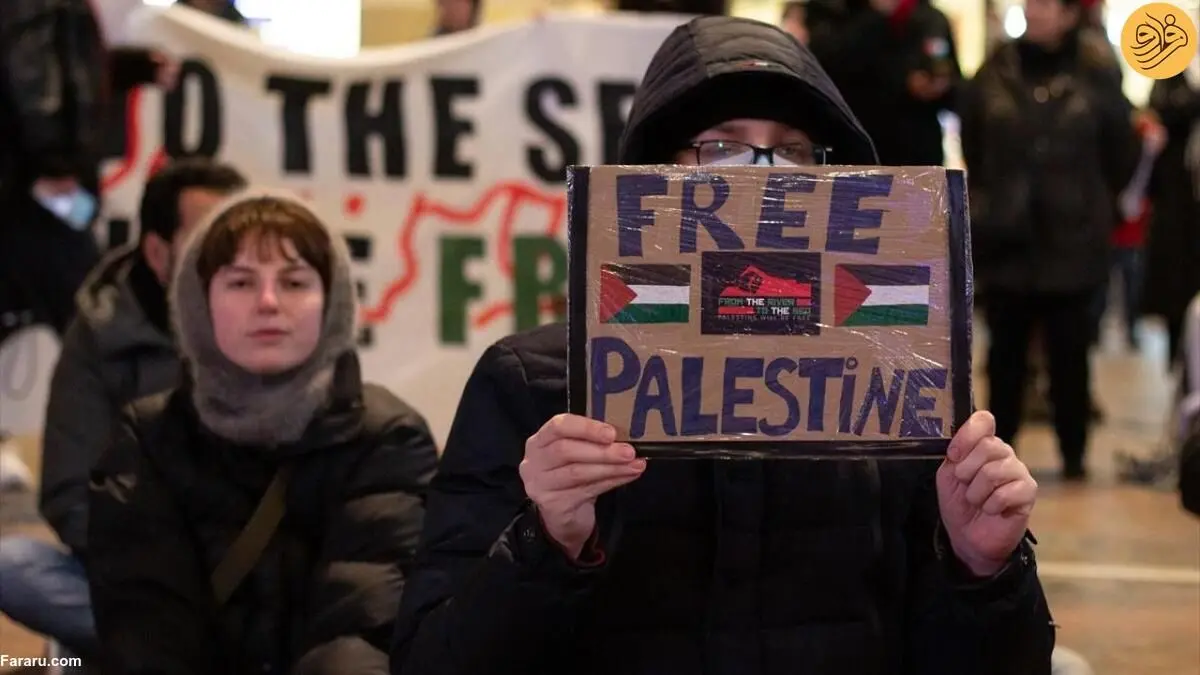 (تصاویر) تحصن حمایت از فلسطین در ایستگاه قطار روتردام