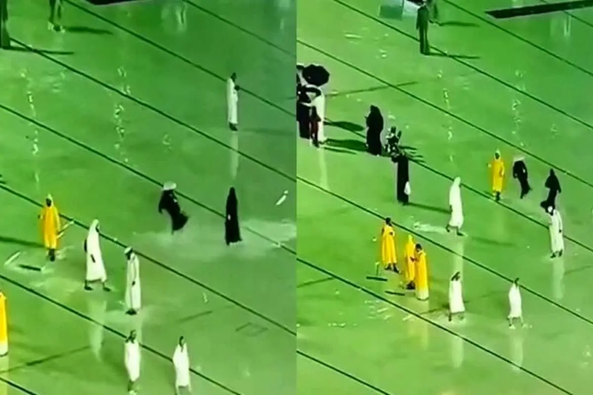 (ویدئو) پخش زنده مسجد الحرام از آب بازی دو دختر جوان پربازدید شد