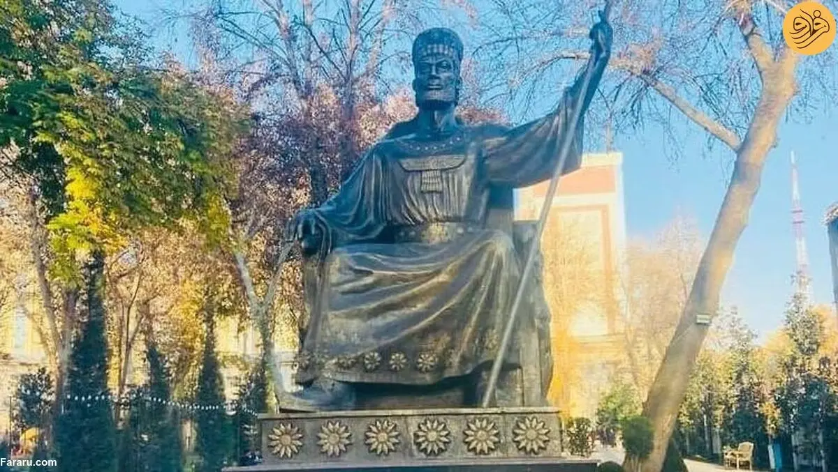 (عکس) رونمایی از تندیس کوروش کبیر در تاجیکستان