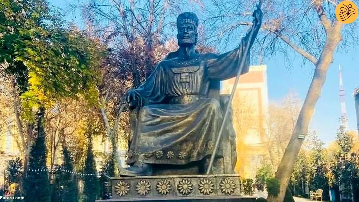 (عکس) رونمایی از تندیس کوروش کبیر در تاجیکستان