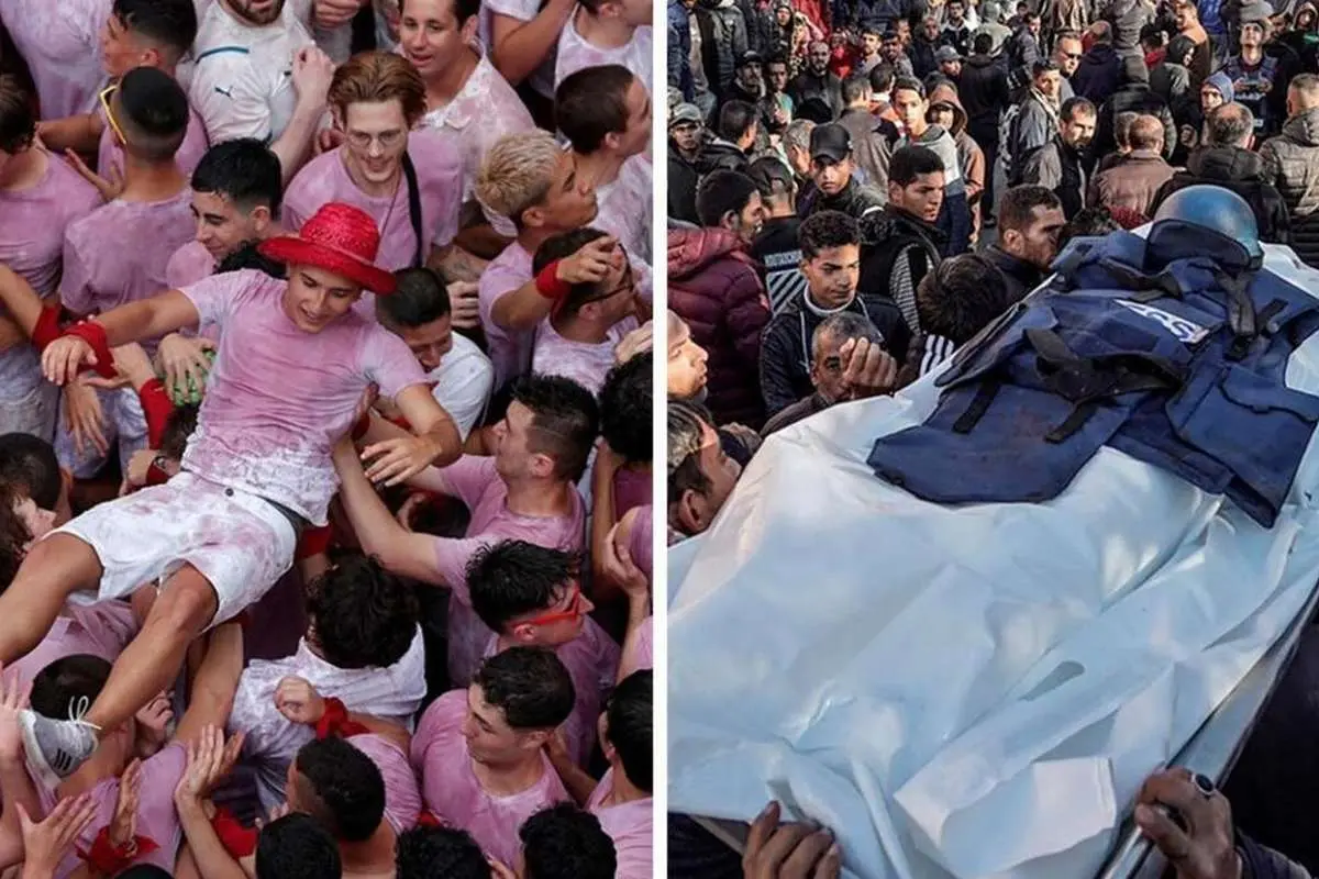 (تصاویر) دو چهره از جهان؛ از شادی لیونل مسی با جام تا تشییع خبرنگار فلسطینی