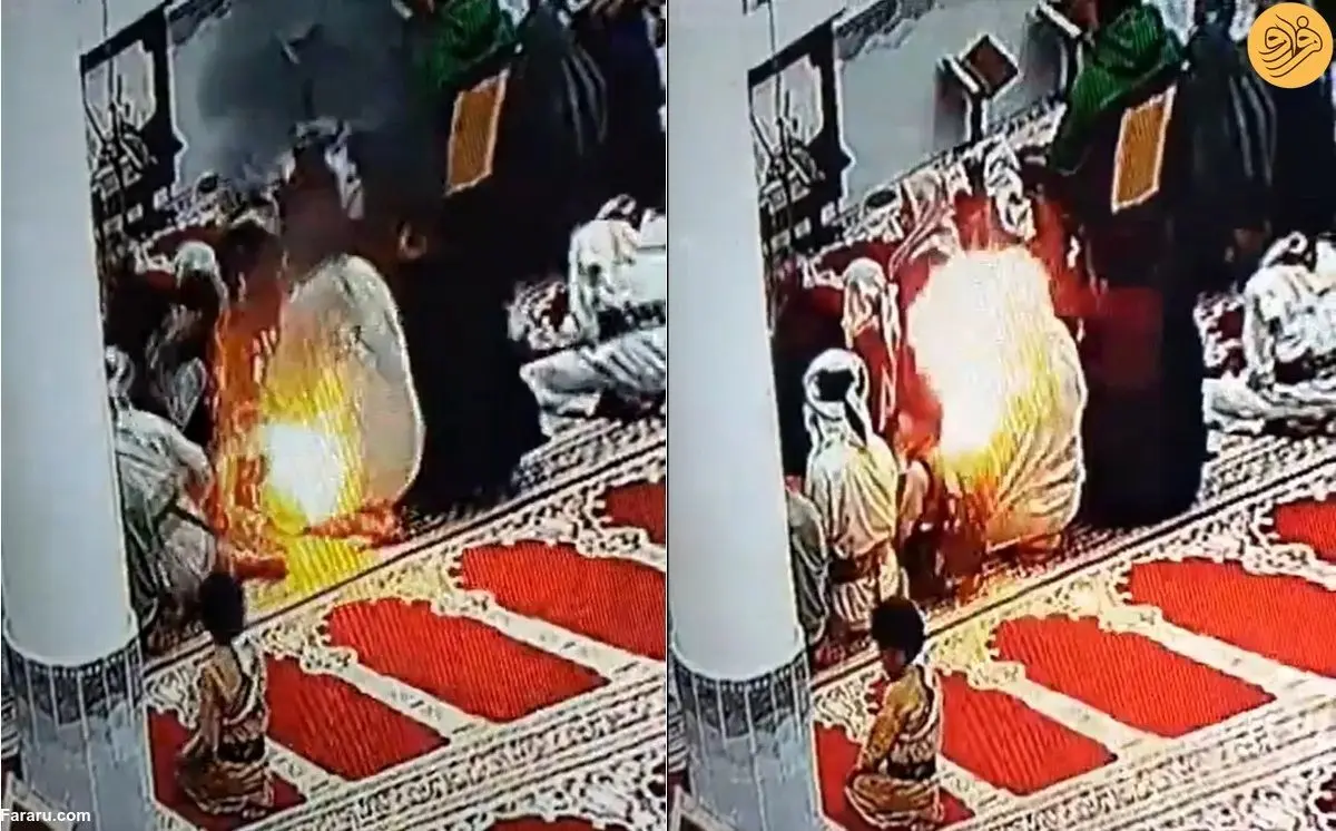 (ویدئو) لحظه وحشتناک انفجار موبایل در جیب یک مرد در حین ادای نماز!