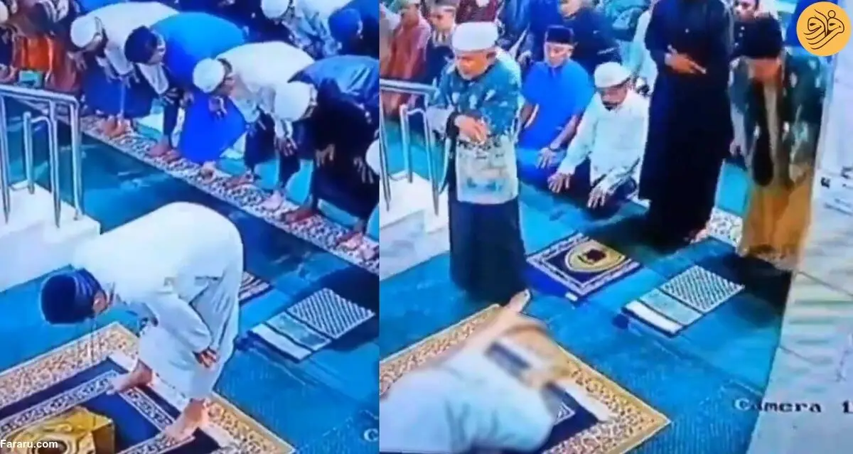 (ویدئو) لحظه درگذشت امام جماعت مسجد هنگام سجده و واکنش نمازگزاران