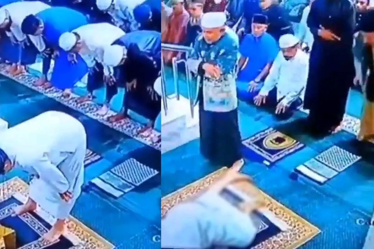 (ویدئو) لحظه درگذشت امام جماعت مسجد هنگام سجده و واکنش نمازگزاران