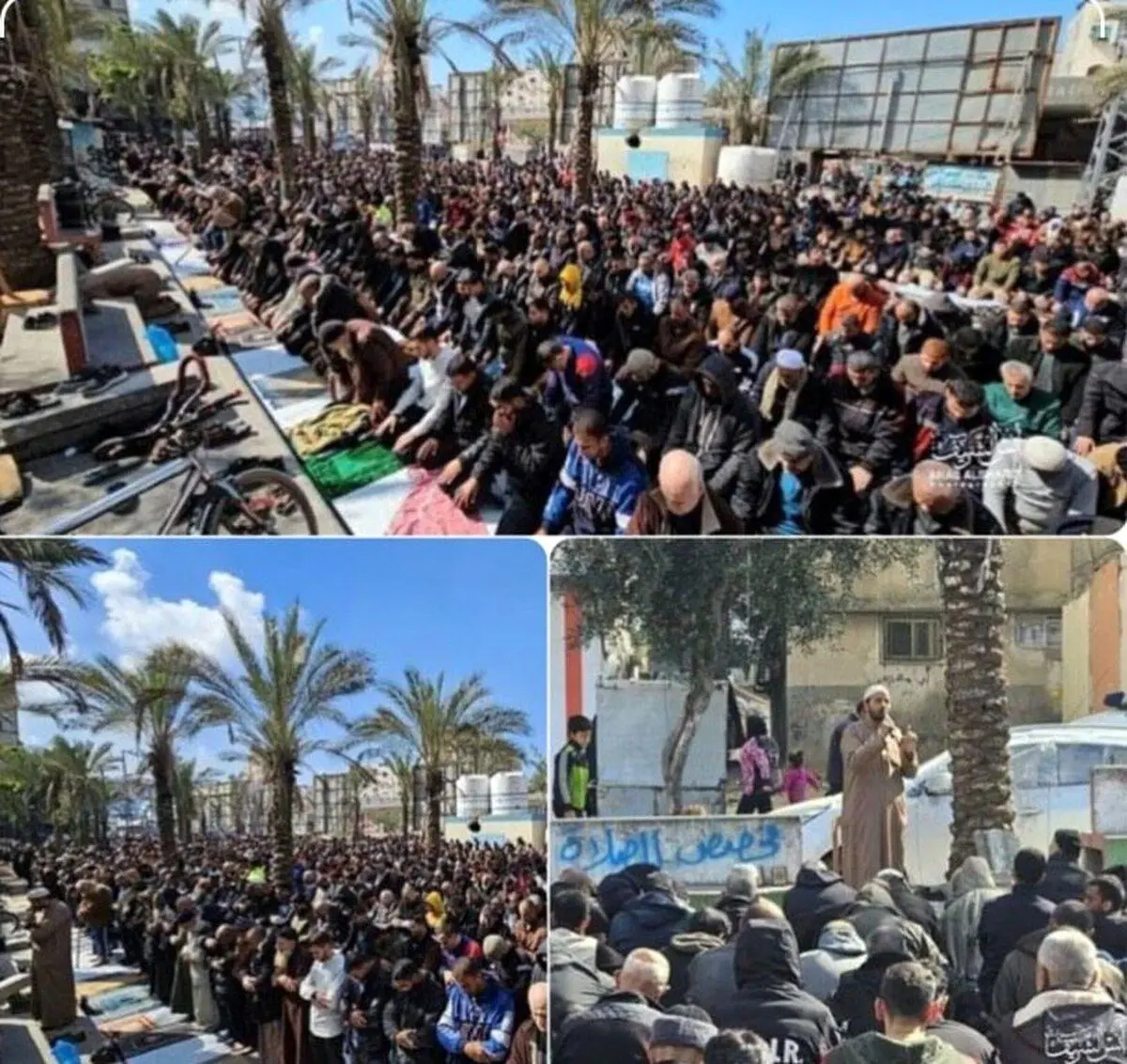 (ویدئو) برگزاری نماز جمعه در شمال غزه پس از ۱۲۶ روز