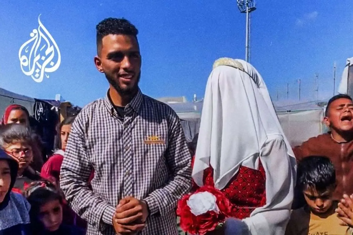 (ویدئو) جشن عروسی زوج آواره فلسطینی
