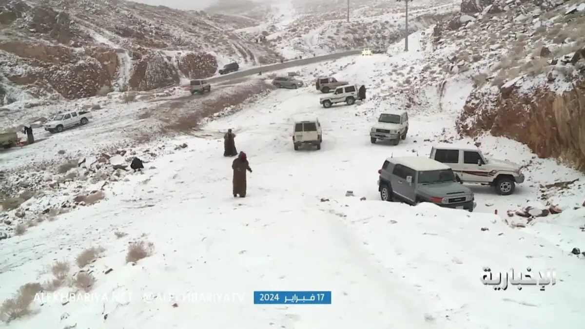 (ویدئو) تبوک عربستان سفیدپوش شد