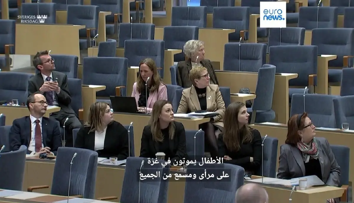 (ویدئو) مخالفان اسرائیل سخنرانی وزیر خارجه سوئد را قطع کردند