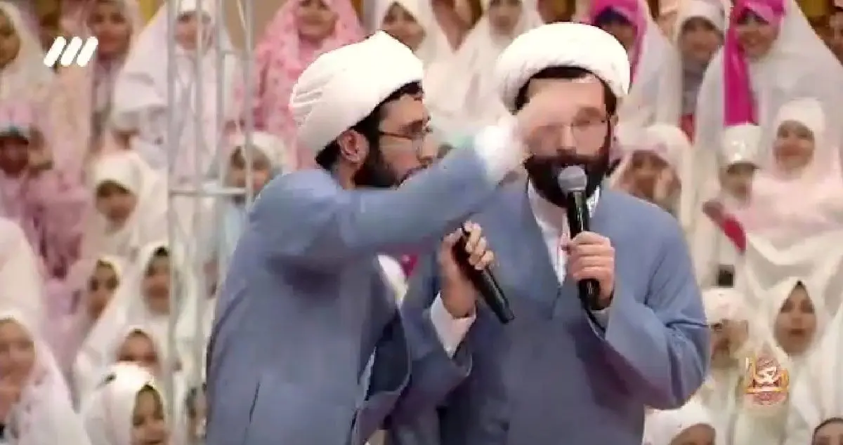 (ویدئو) جو عجیب دو طلبه در جشن تکلیف دختران در حسینیه معلی