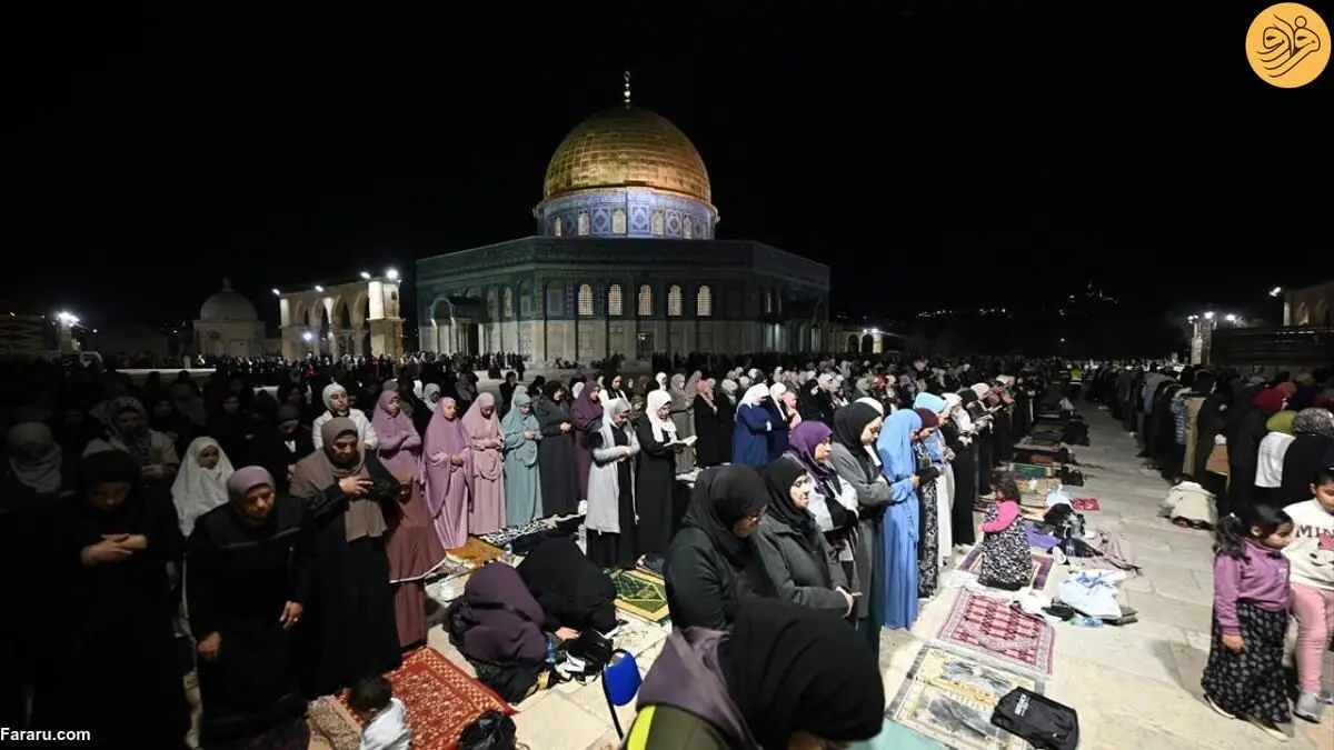 (تصاویر) نماز تراویح در مسجد الاقصی