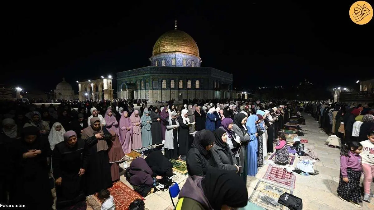 (تصاویر) نماز تراویح در مسجد الاقصی