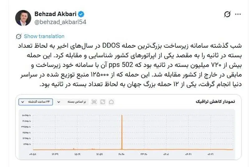 توئیت معاون وزیر ارتباطات