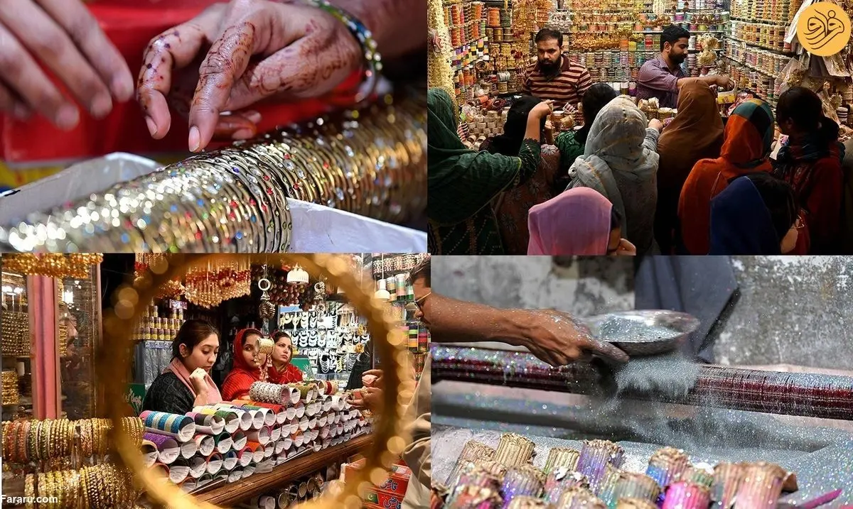 (ویدئو) علاقه بی حد و حصر زنان پاکستانی به النگو‌های شیشه‌ای