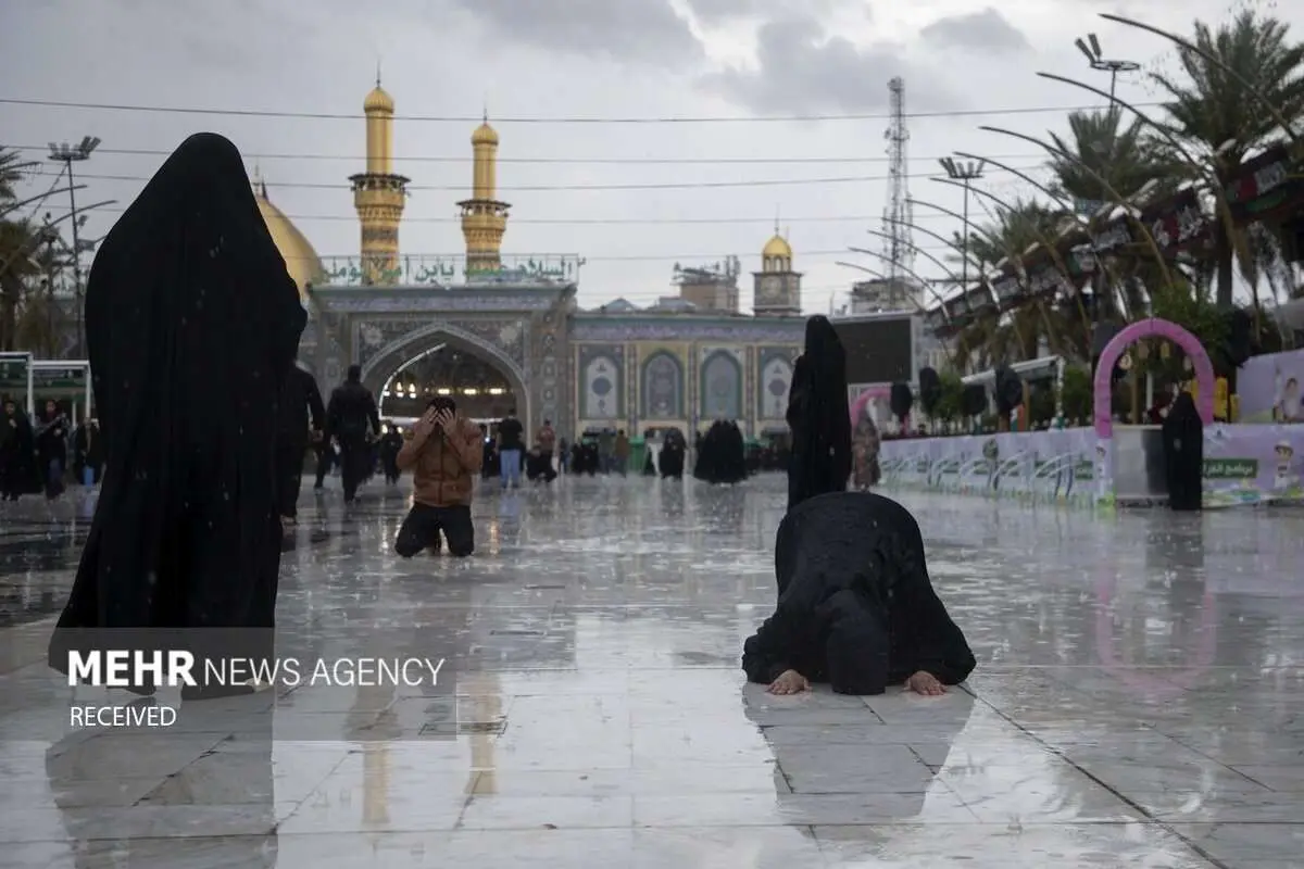 (تصاویر) بارش باران بهاری در کربلای معلی