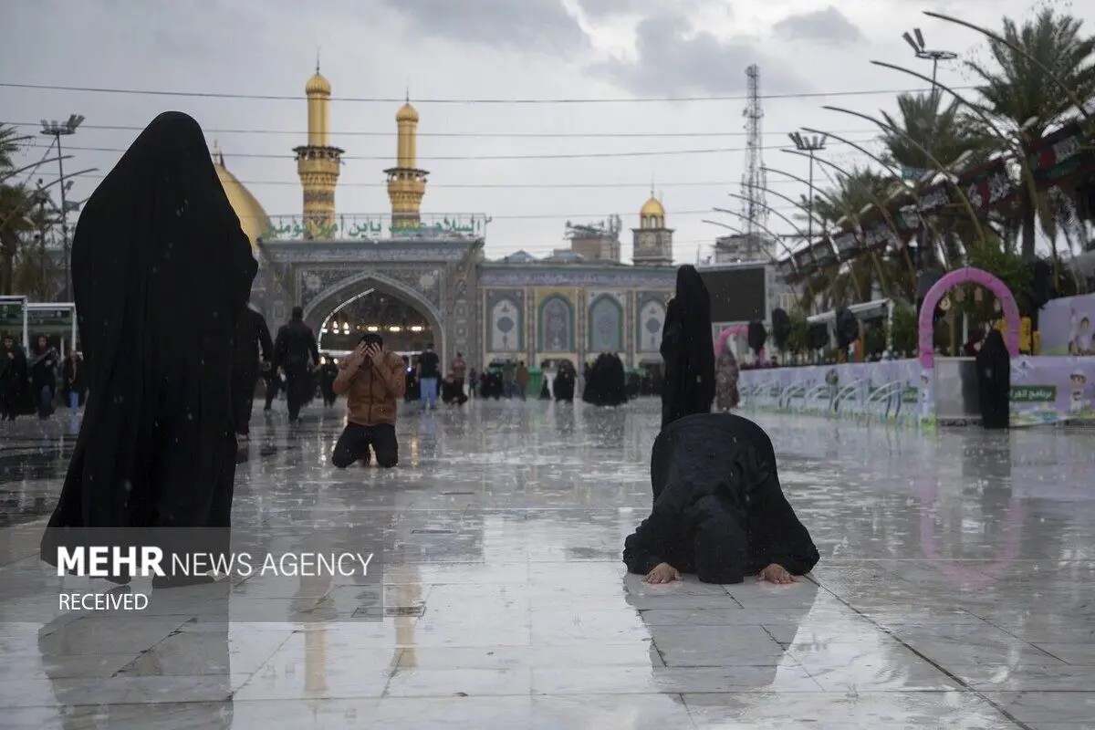 (تصاویر) بارش باران بهاری در کربلای معلی