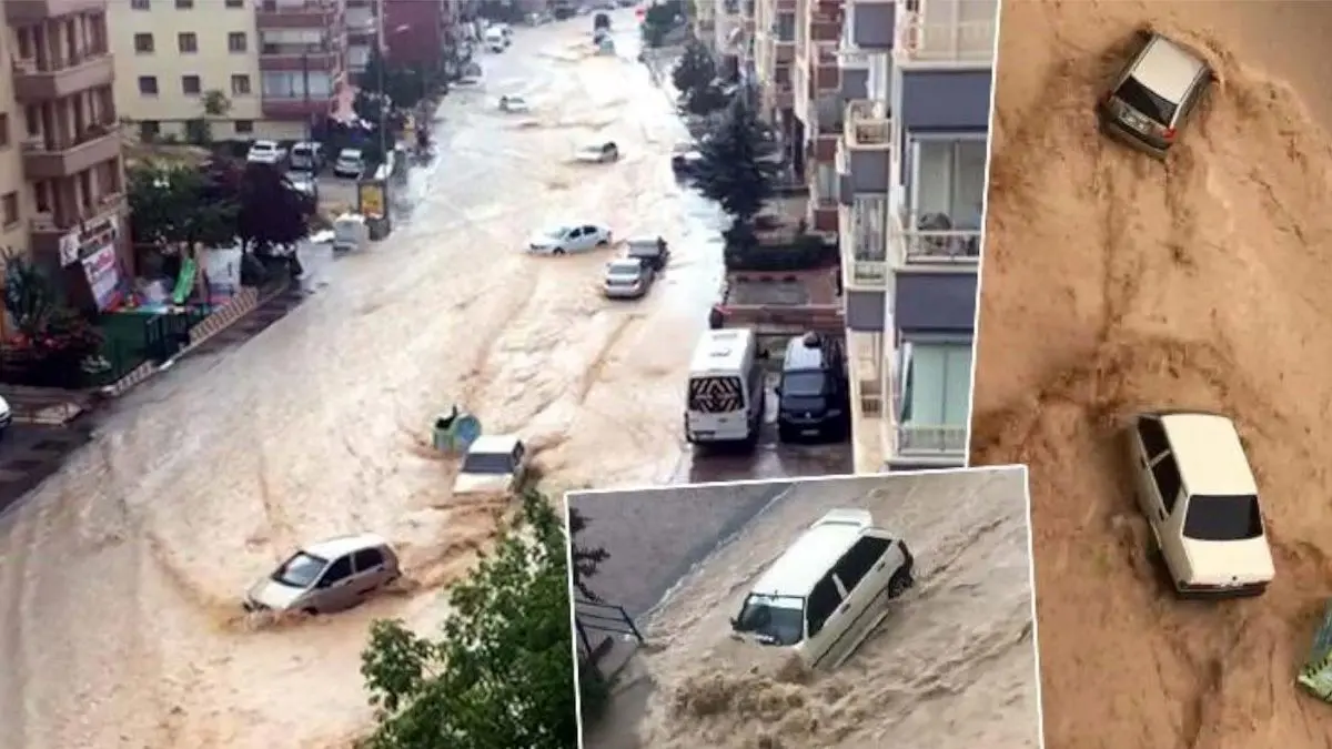 (ویدئو) سیل و آب‌گرفتگی در خیابان‌های آنکارا