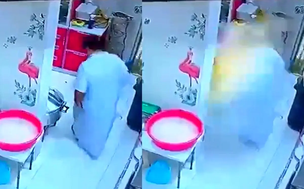 (ویدئو) لحظه هولناک انفجار زودپز در صورت یک مرد