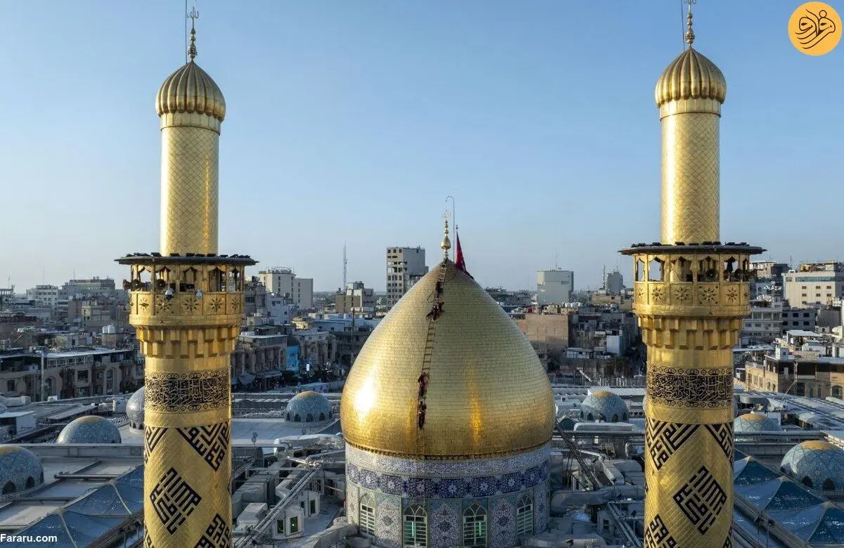 (تصاویر) شست‌وشوی گنبد حرم قمر بنی هاشم