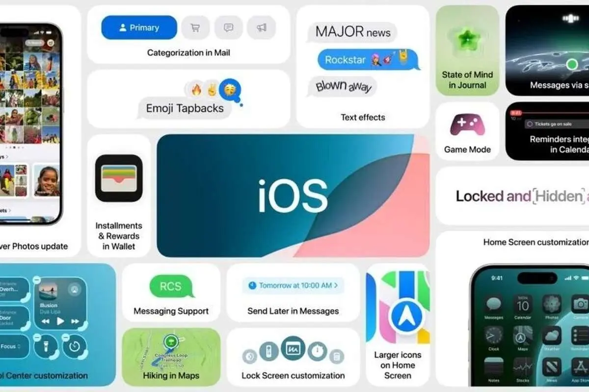 اپل از سیستم عامل iOS ۱۸ رونمایی کرد: از هوش مصنوعی تا کنترل سنتر جدید و شخصی‌سازی‌های بیشتر