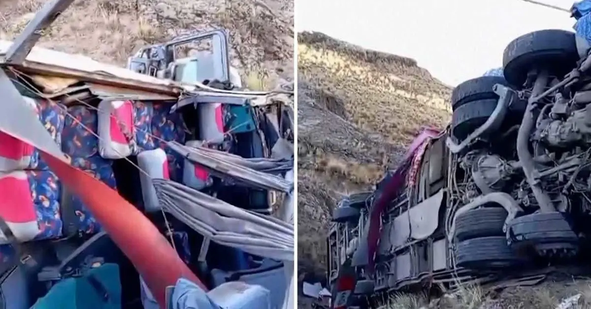 (ویدئو) سقوط مرگبار اتوبوس مسافربری به دره در پرو