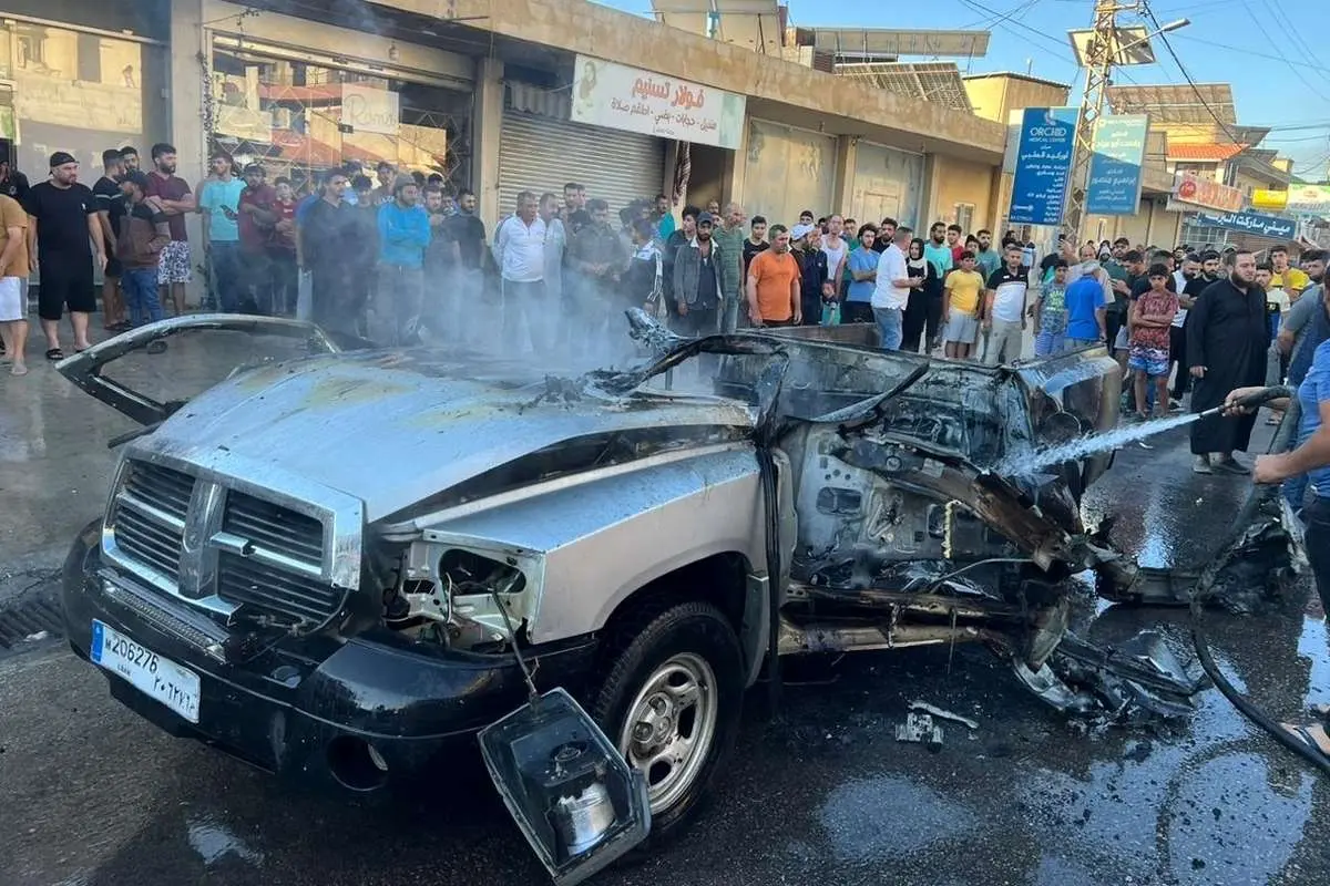 (ویدئو) حمله پهپادی اسرائیل به خودروی فرمانده جماعت اسلامی لبنان