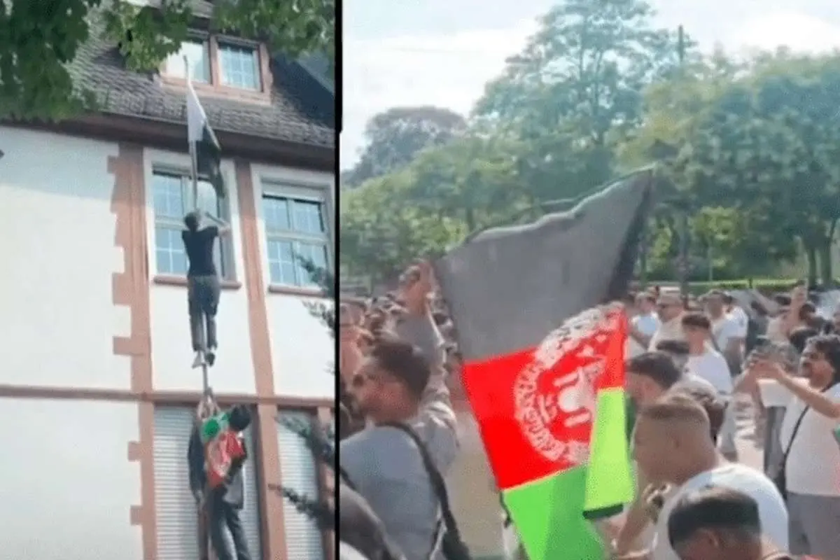 (ویدئو) حمله پناهجویان افغان به کنسولگری پاکستان در فرانکفورت
