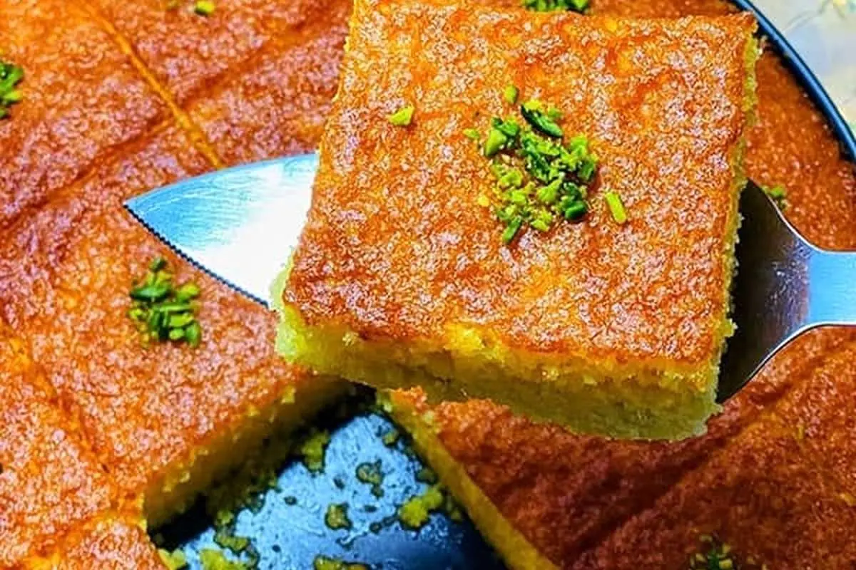 طرز تهیه بسبوسه کرمدار، دسر خوشمزه عربی
