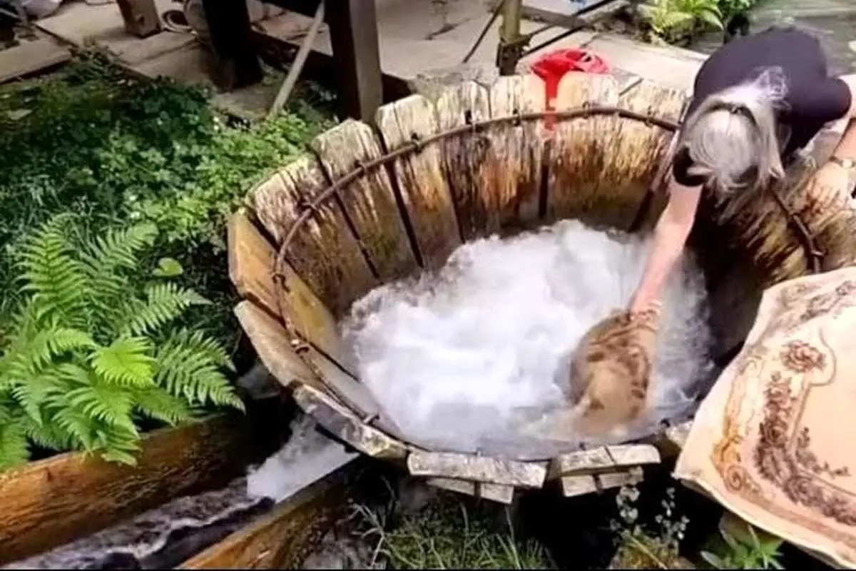 (ویدئو) ماشین لباسشویی سنتی در رومانی