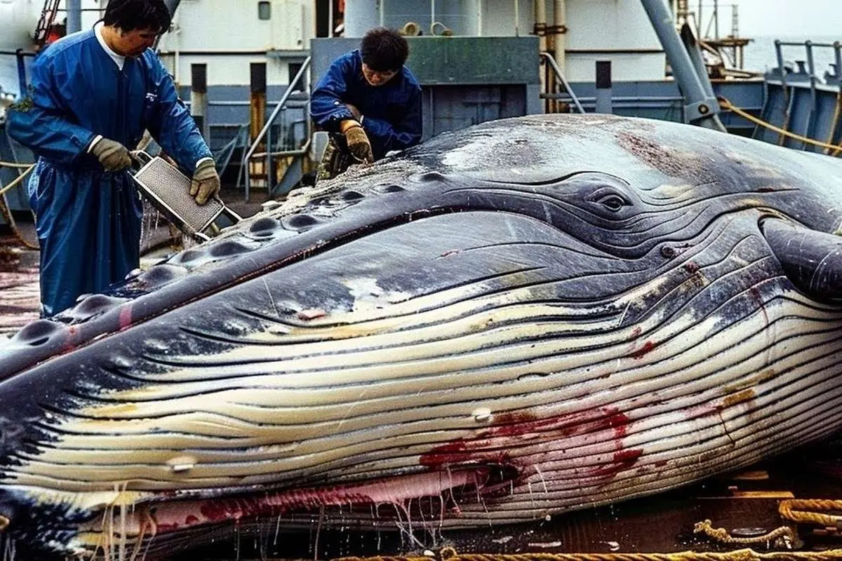 (ویدئو) ژاپنی‌ها چگونه نهنگ‌های غول پیکر را صید و سلاخی می‌کنند؟