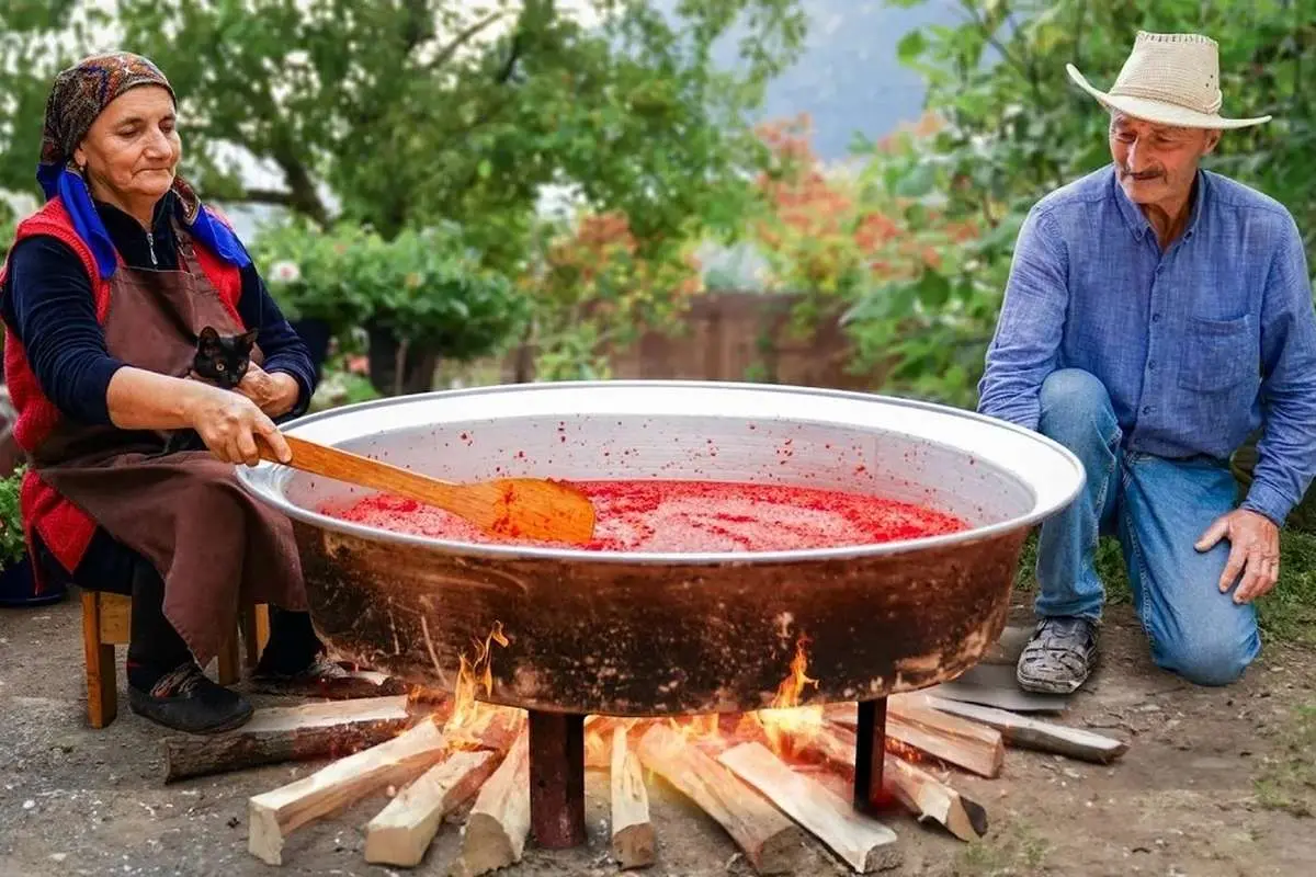 (ویدئو) طرز پخت پیتزا و ماکارونی به روش محلی در آذربایجان