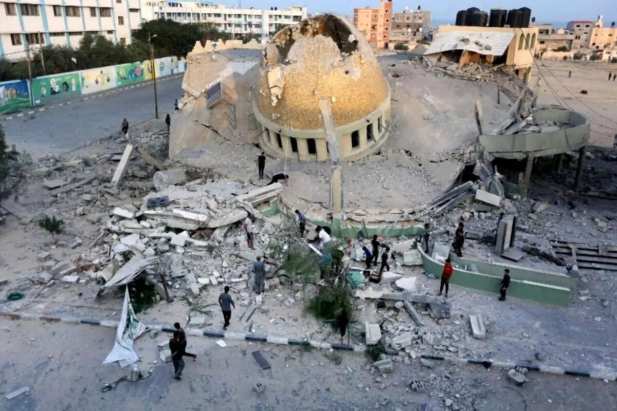 (ویدئو) لحظه انفجار یک مسجد در غزه توسط صهیونیستها