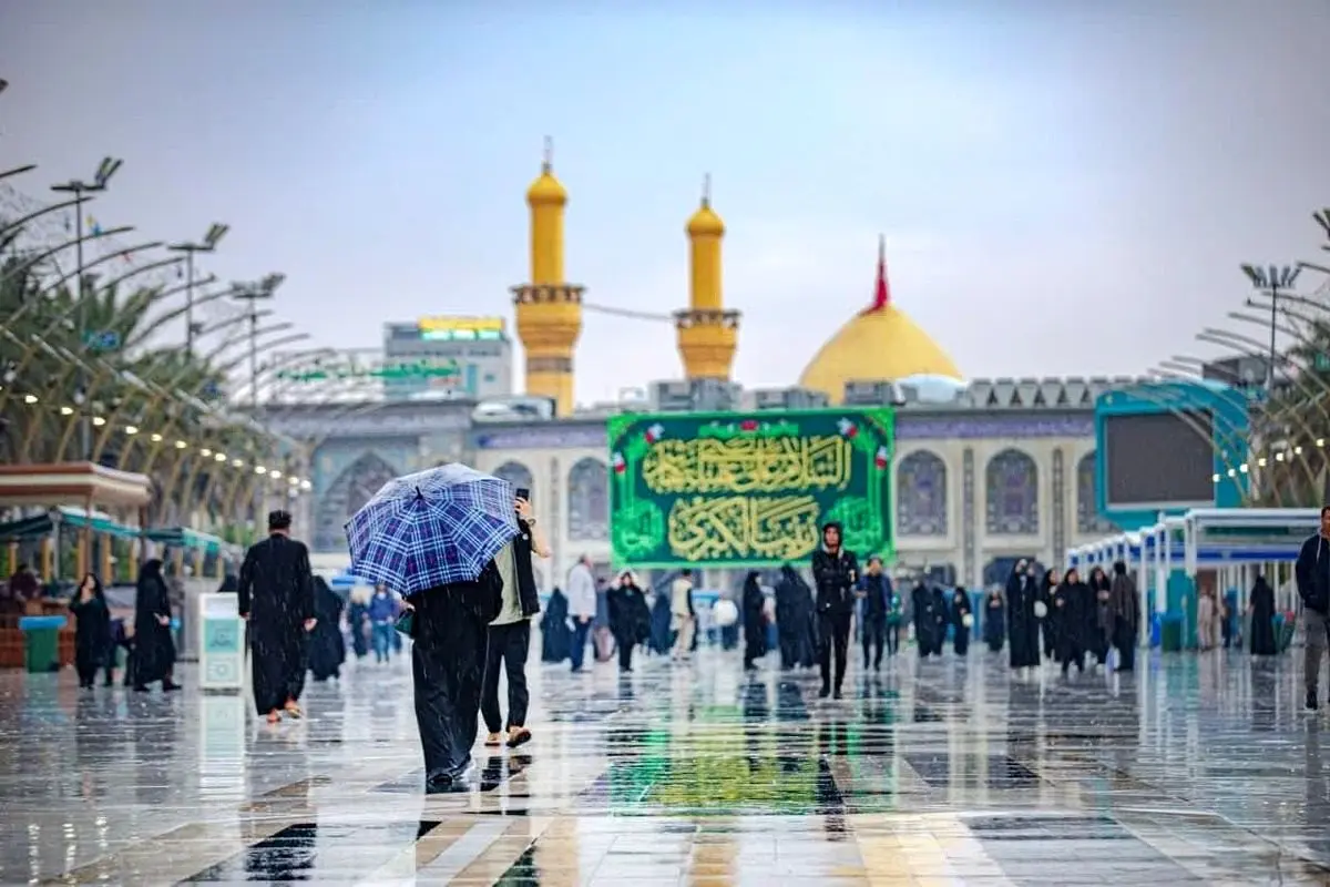 بارش زیبای باران پاییزی در بین‌الحرمین (تصاویر)