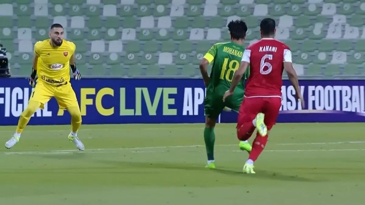 (ویدیو) گل اول الشرطه به پرسپولیس بعد از سوتی کنعانی با گزارش عربی