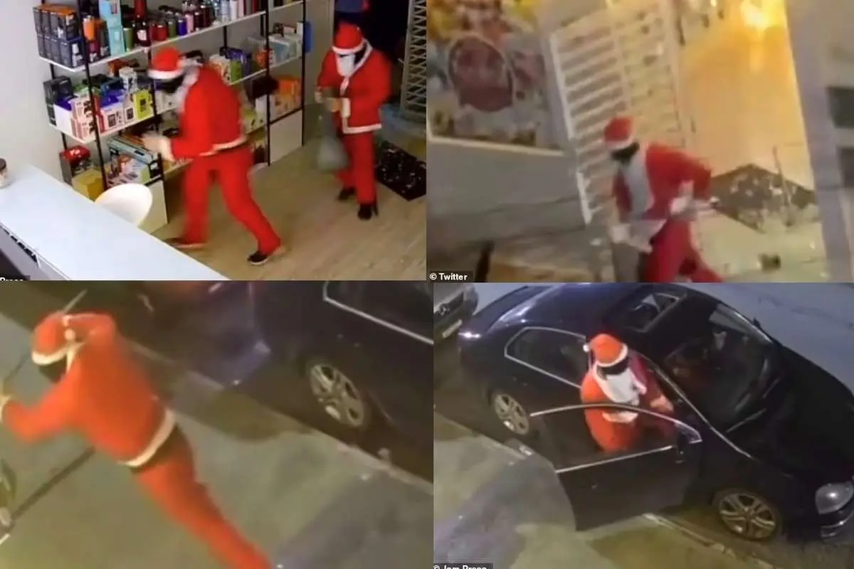(ویدئو) سرقت از فروشگاه با لباس بابانوئل