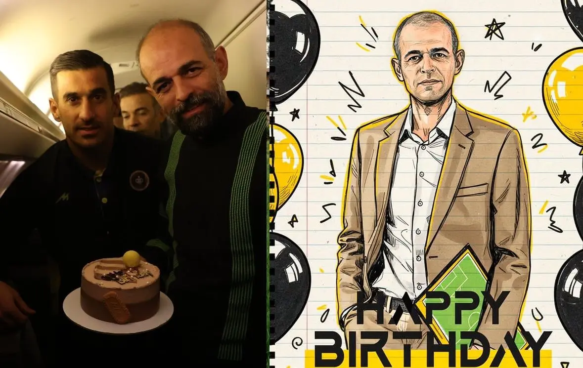 جشن تولد بازیکنان سپاهان برای محرم نویدکیا داخل هواپیما