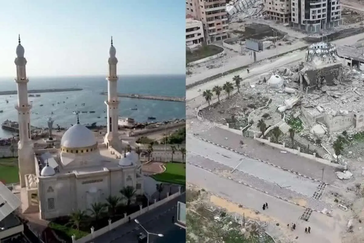 (ویدئو) مساجد غزه قبل و پس از جنگ