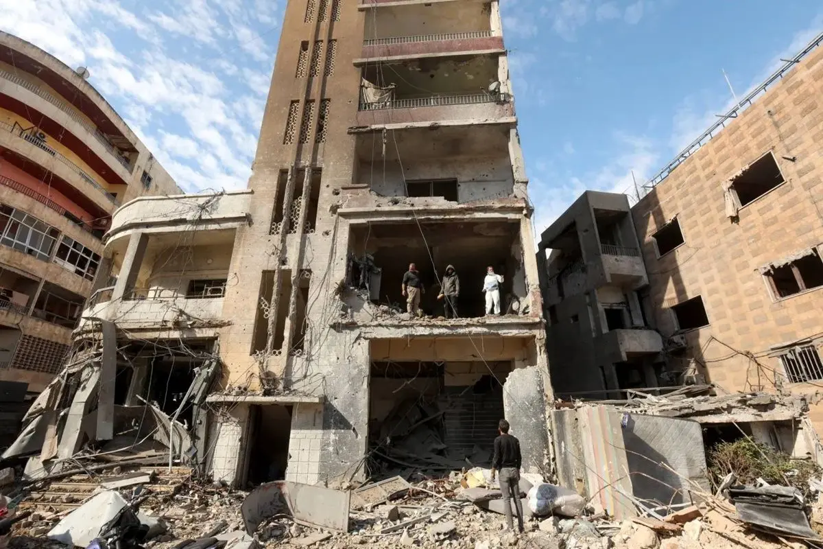 ویرانی‌های برجای مانده از حملات شدید اسرائیل به شهرک قانا در جنوب لبنان