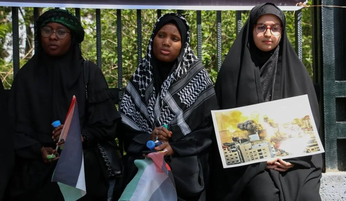 تصاویر؛ تجمع دانشگاهیان دانشگاه تهران در حمایت از فلسطین
