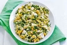 طرز تهیه سالاد سیب زمینی و ذرت با شوید