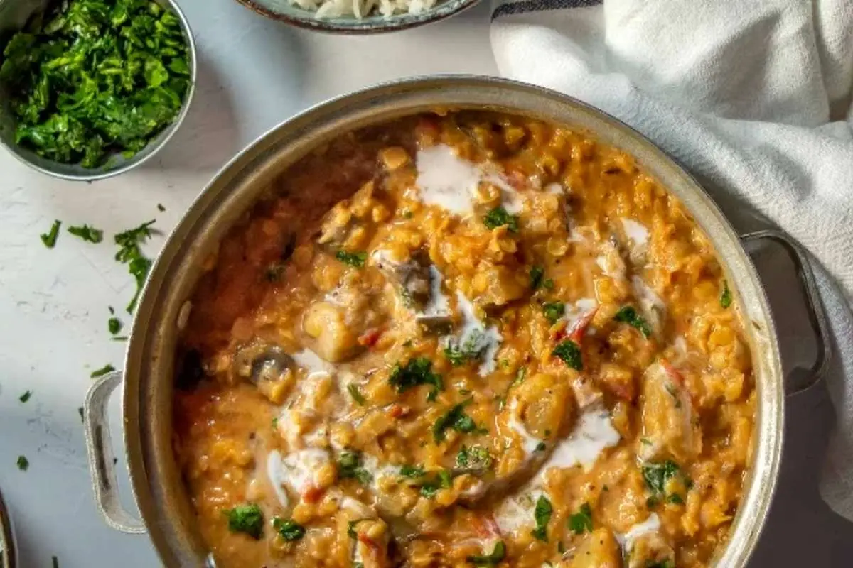 طرز تهیه خوراک عدس و بادمجان
