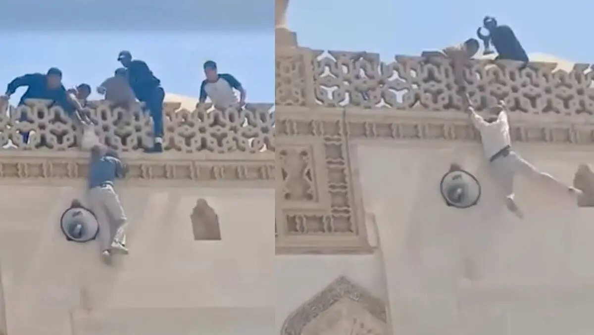 ببینید؛ تلاش یک جوان برای خودکشی در مسجد الازهر