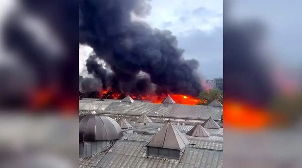 ببینید؛ آتش سوزی در منطقه محبوب گردشگران تفلیس