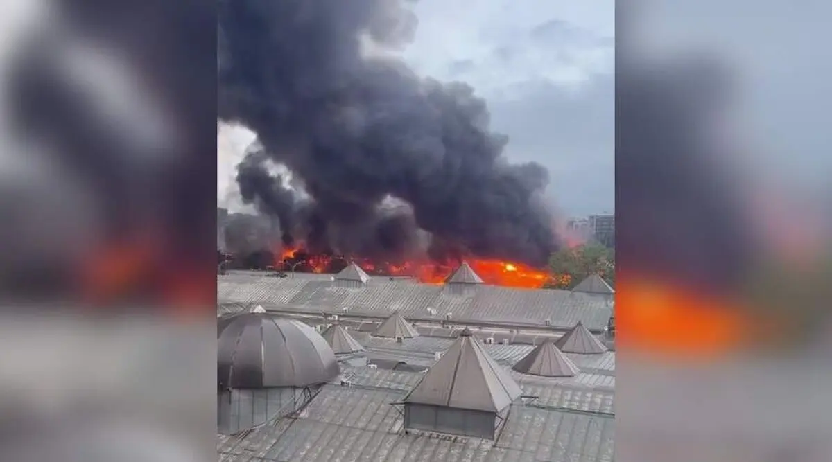 ببینید؛ آتش سوزی در منطقه محبوب گردشگران تفلیس