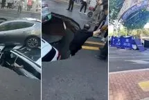 ببینید؛ فرونشست ناگهانی زمین در چین دو خودرو را بلعید